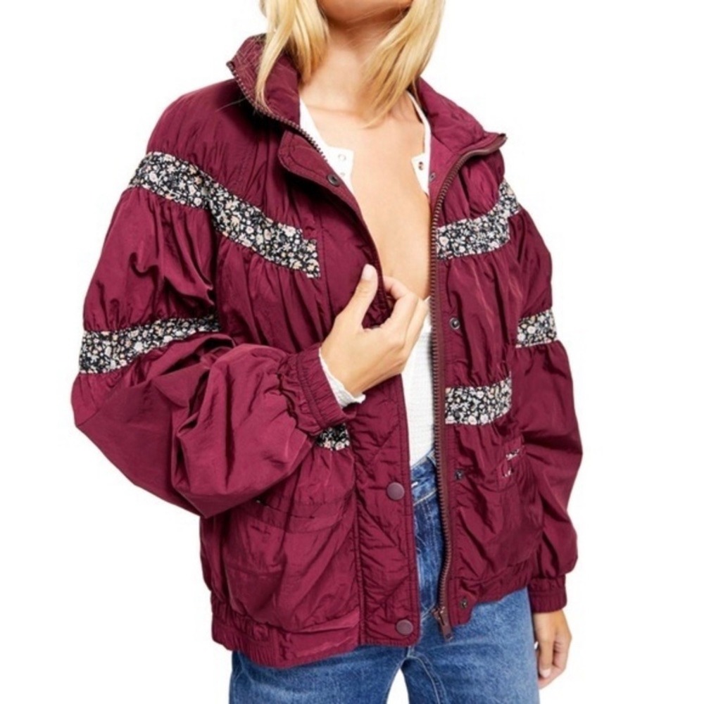 Free‎ People We The Free On My Mind Mulberry Puffer Bomber Jacket Large
